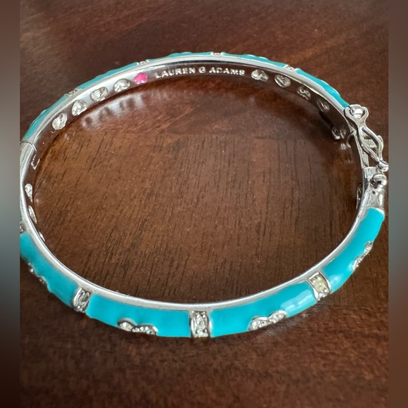 Girl’s Rhodium Hearts Bangle with Blue enamel. Super cute and great condition. - Picture 1 of 3